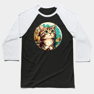 Colorful Cat Flower Lover - Cute Baby Cat Baseball T-Shirt